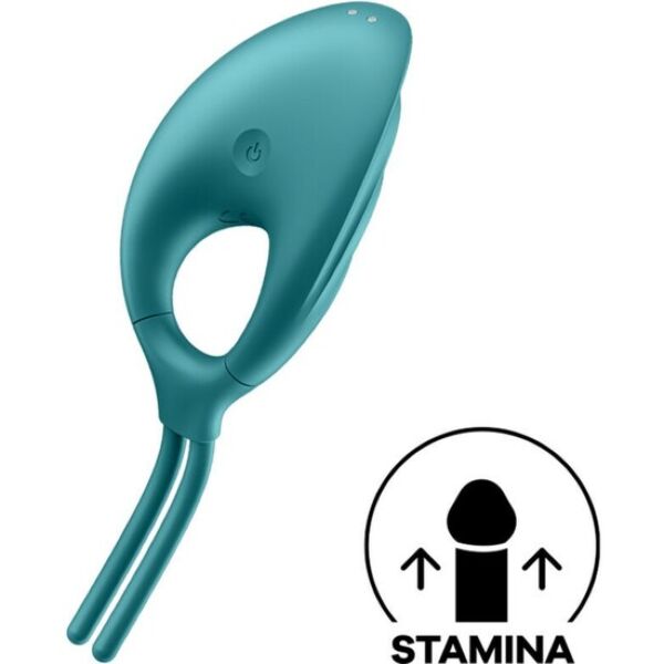 Värisevä penisrengas Satisfyer Swordsman uurteisella stimulaattorilla