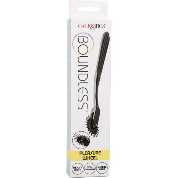 Musta CalExotics Boundless Pleasure Wheel -Wartenberg-pyörä ja sen 22 piikin pyörä