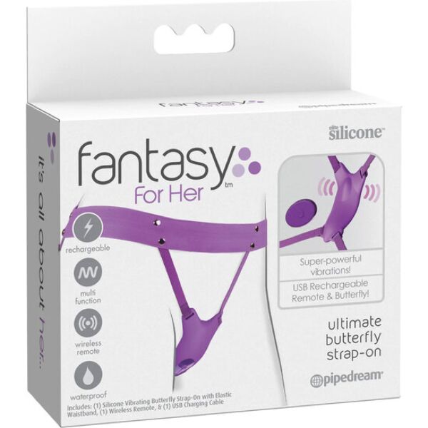Pipedream Ultimate Butterfly Strap-On -värisevät valjaat, joissa on kaareva osa ja säädettävät hihnat