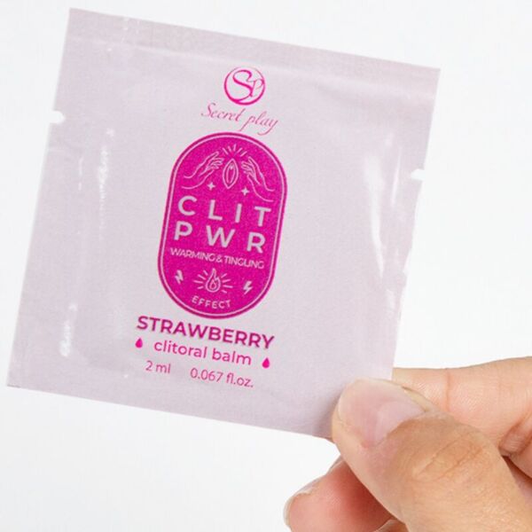 Secret Play Clit Pwr Mansikka klitoriksen stimulointigeeli, 2 ml:n kerta-annospussi