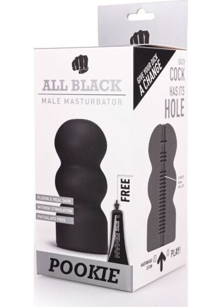 Masturbaattori ALL BLACK Pookie, kaarevat muodot
