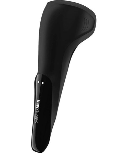 Mustan värinen Satisfyer Men Wand -masturbaattori joustavine silikonisiipineen