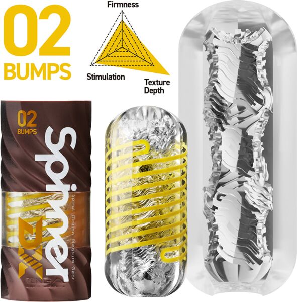 Masturbaattori Tenga Spinner DX 02 Bumps kotelon ja kuivaustelineen kanssa