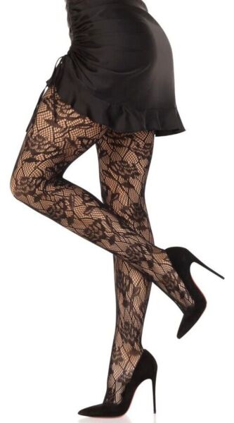 Mustat Leg Avenue Bow Net Tights -verkkosukkahousut, joissa on verkkoon kudotut rusetit