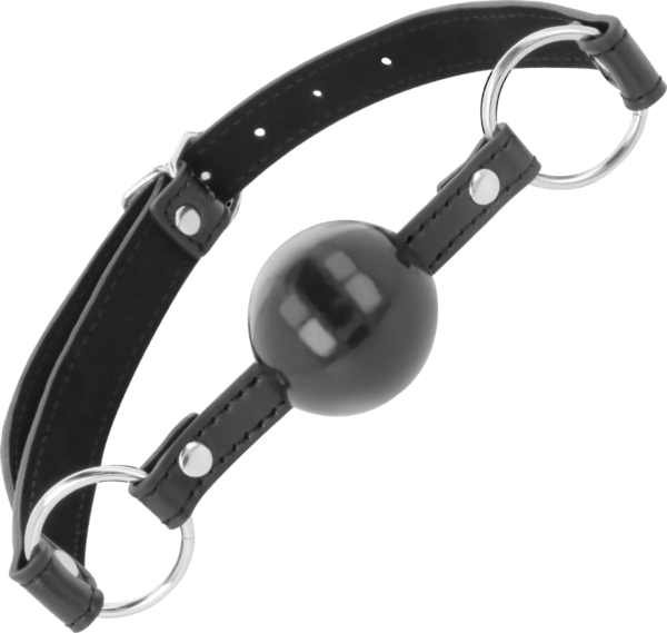 Darkness Black Ball Gag -pallosuukapula, musta, remmeineen