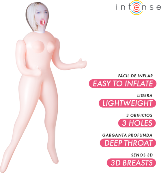 Puhallettava seksinukke Intense Dolls Ingrid, kolme reikää ja 3D-rinnat