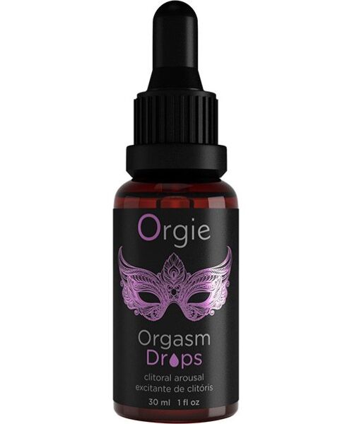 Orgie Orgasm Drops -pullo, 30 ml:n intiimigeeli klitorikselle