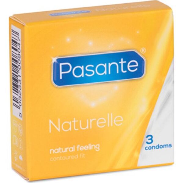 Pasante Naturelle -kondomirasia, jossa on 3 kondomia