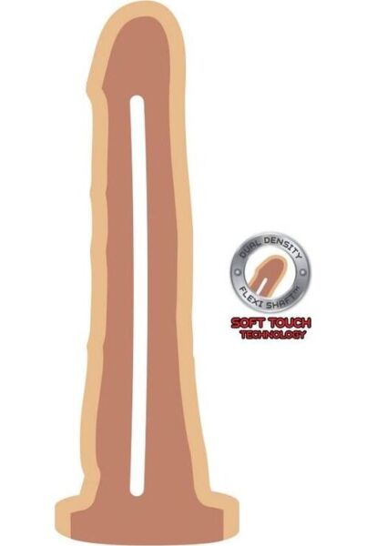 Realistinen dildo ToyJoy Dual Density Dong 19 cm, vaalea ihonvärinen ja imukuppipohjalla