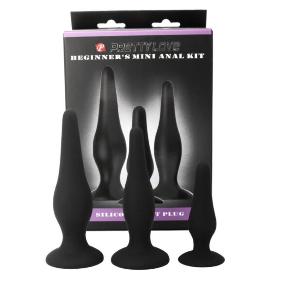 Pretty Love Initiation Kit -setin kolme anaalitappia: pieni, keskikokoinen ja suuri