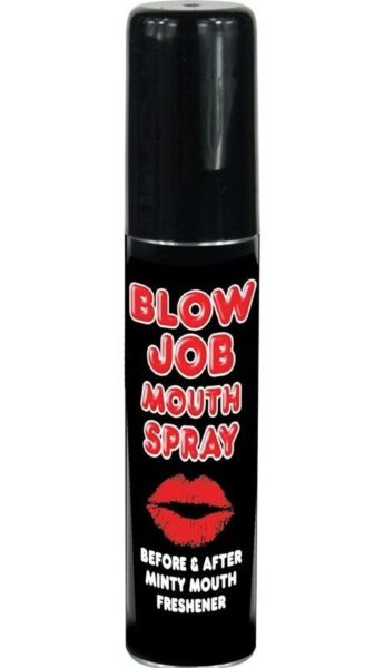 Spencer & Fleetwood Blow Job Mouth Spray -suusuihke, 25 ml:n pakkaus, jossa on pin-up-kuva
