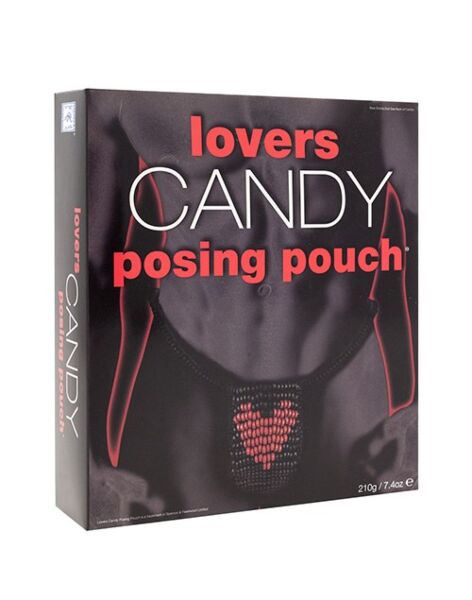 Spencer & Fleetwood Lovers Candy Posing Pouch -karkkistringit miehille, mustat ja punainen sydän