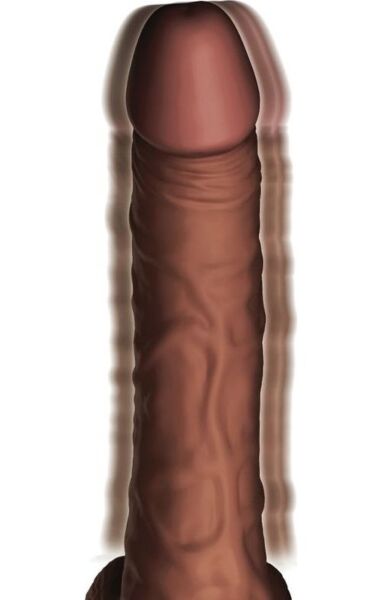 Realistinen King Cock Plus Thrusting Cock -vibraattori, jossa on kivekset ja moottoriosa