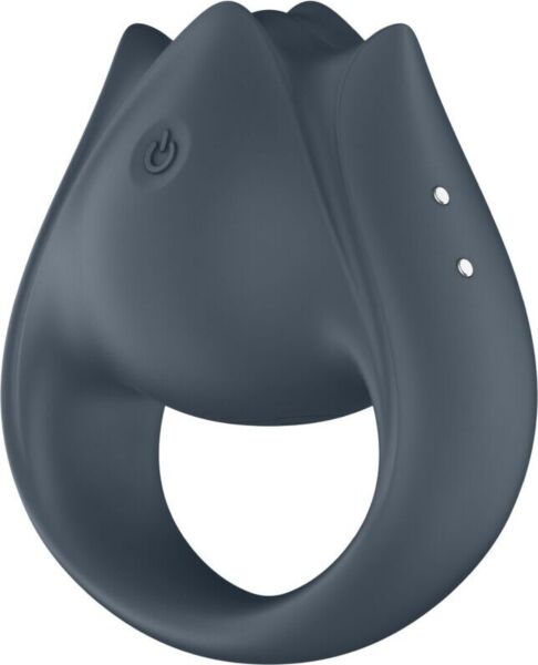Satisfyer Perfect Pair 2, antrasiitin värinen silikoninen värisevä penisrengas
