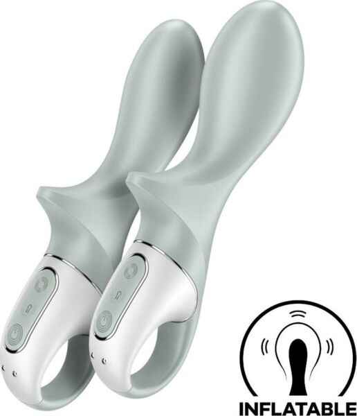 Täytettävä anaalivibraattori Satisfyer Air Pump Booty 3 vihreänä, pitorengas mukana