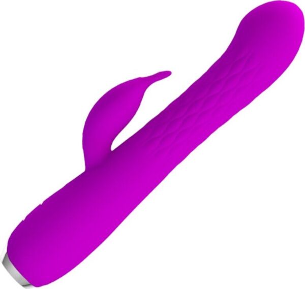 Violetti Pretty Love BI-014692 -rabbit-vibraattori, jossa on uurteinen varsi ja pupu-uloke