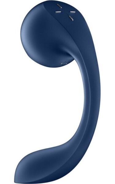 Tummansininen Satisfyer Pro+ Wave 4 Connect App, jossa painoaaltopää ja G-pisteen osa