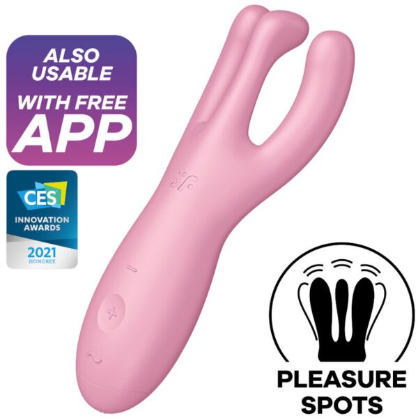 Satisfyer Threesome 4 -vibraattori ja sen kolme joustavaa vartta