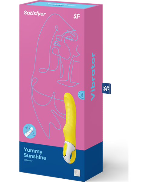 G-pisteen vibraattori Satisfyer Yummy Sunshine, keltainen, kaareva ja uurteinen pinta