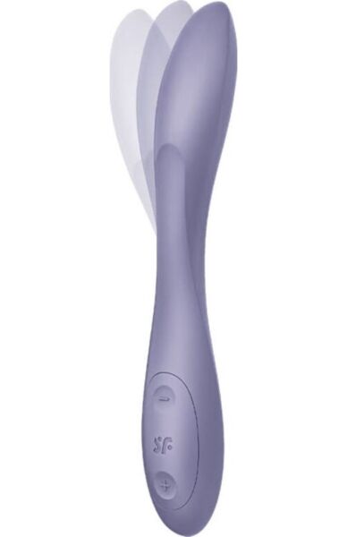 Violetti Satisfyer G-Spot Flex 2 G-pisteen vibraattori, jossa on taipuva varsi