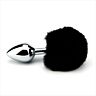 Butt Plug Furry Fantasy Bunny Tail with Faux Fur Negro