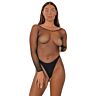 Bodystocking Lace Crotchless Pitkät Hihat