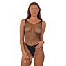 Bodystocking Lace Rhinestone Avoin Haara