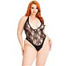 Teddy Leg Avenue Floral Lace Deep-V -pitkässä mallissa