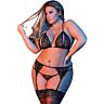 Alusvaatteet BRA GARTER & G-SET BLACK L/XL kolmiosainen setti