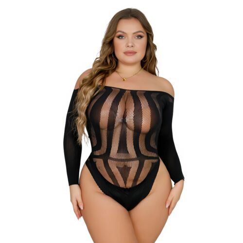 Bodysuit Lace Plus Size Pitkillä Hihoilla