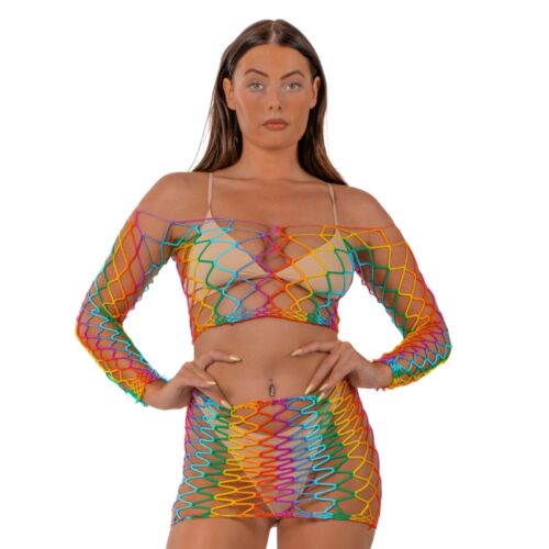 Alusvaatteet Lace Rainbow Crop Top ja Hame Setti