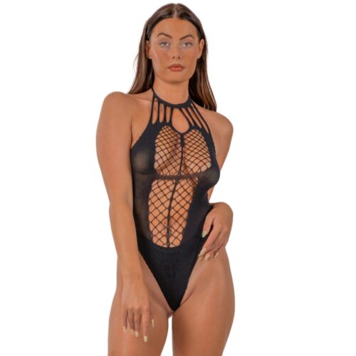 Teddy Lace Strappy Halter Black