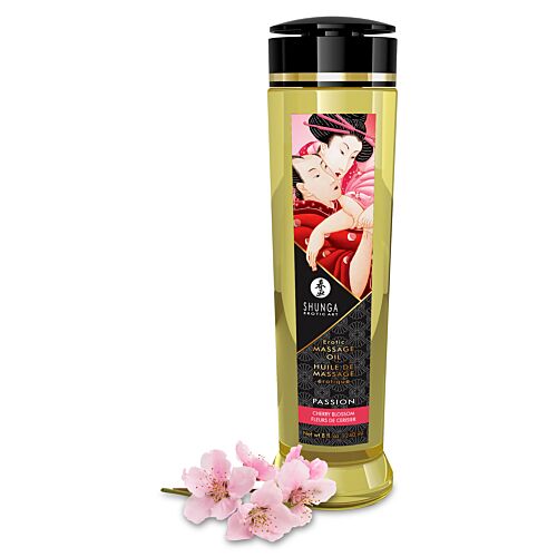 Shunga MASSAGE OIL CHERRY BLOSSOM -hierontaöljy kylmäpuristetuilla luonnonöljyillä
