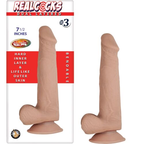 Nasstoys RealCocks Dual Layer Bendable Dildo 7.5 Inch Vanilla