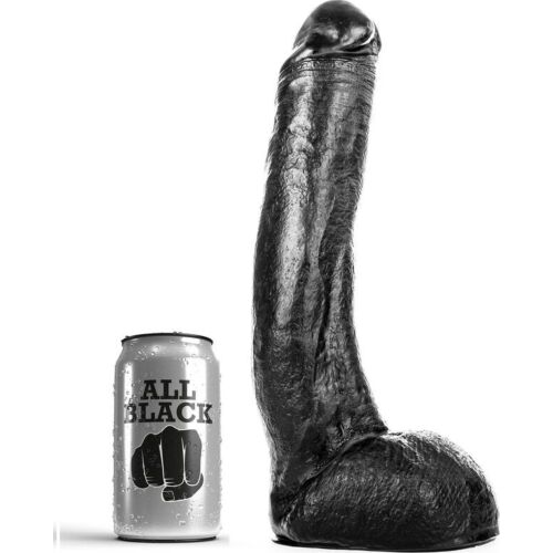 Dildo All Black 29 cm | Kaksiulotteinen muotoilu