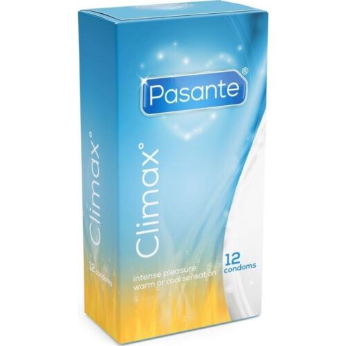 Kondomi Pasante Climax lämpö- ja kylmätehosteilla 12 kpl