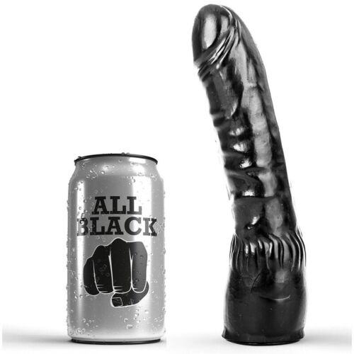 Dildo All Black 20 cm kaareva muotoilu