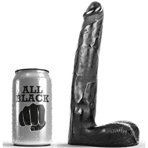 Dildo All Black 21 cm teksturoidulla pinnalla