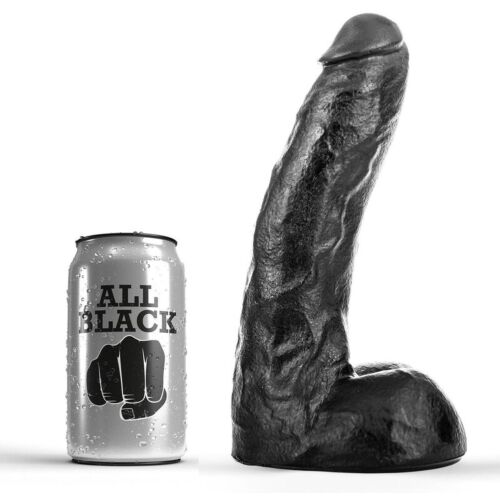 Dildo All Black 22 cm joustavasta PVC:stä