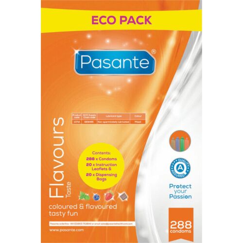 Kondomi Pasante Eco Pack 288 kpl, vaihtelevia makuja