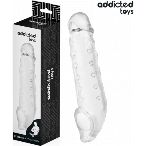Funda penis Addicted Toys M 27 cm läpinäkyvällä designilla