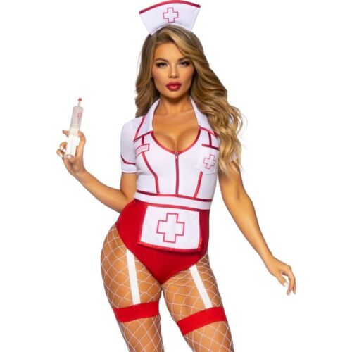 LEG AVENUE COSTUMES seksikäs sairaanhoitaja-asu punavalkoinen S