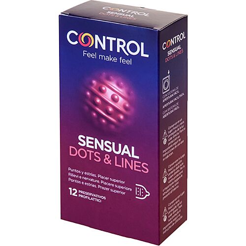 Kondomi Control Sensual Dots & Lines - Lisää stimulaatiota