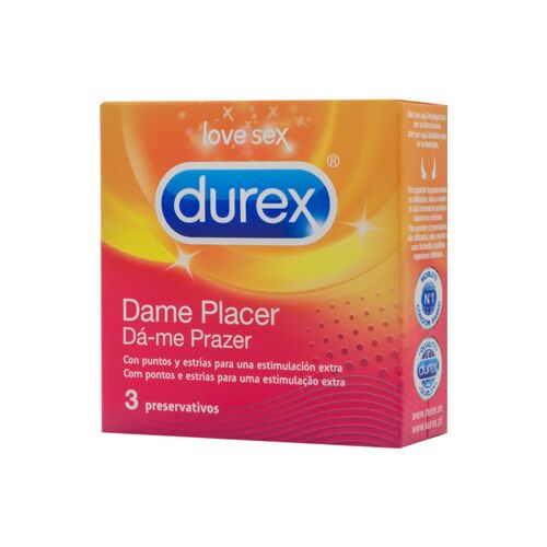 Kondomi DUREX Dame Placer pisteillä ja kouruilla