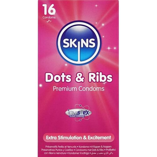 Kondomi Skins Dots & Ribs - Ripsien ja pisteiden yhdistelmä