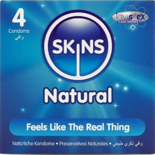 Kondomit SKINS Natural 4 kpl - Erittäin liukkaat
