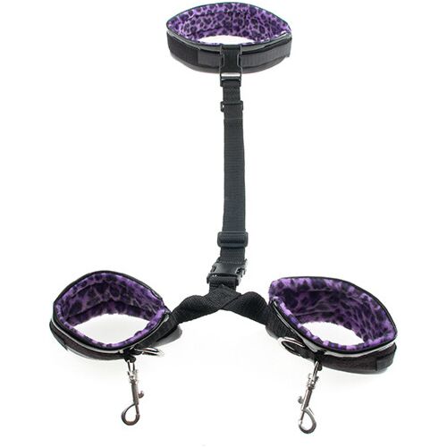 Bondage-setti Pipedream Purple Cheetah moniin asentoihin