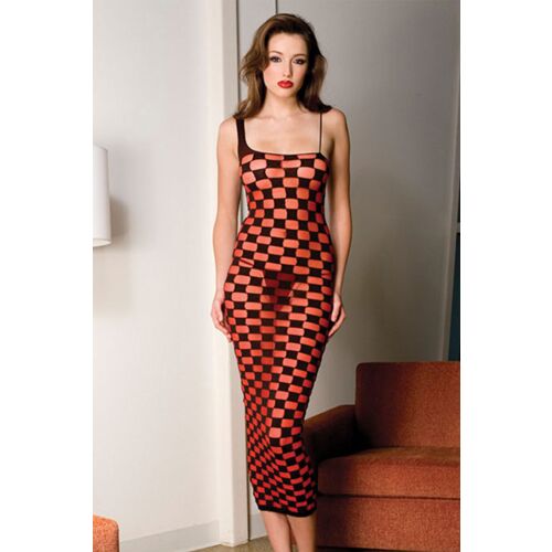 Pitkä mekko Music Legs ruutukuvioitu malli