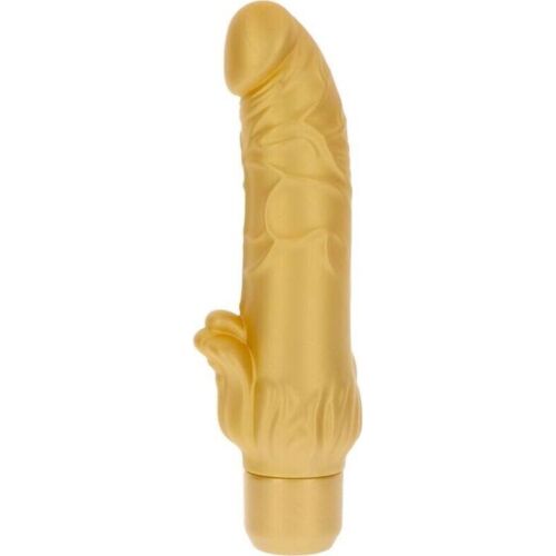 Vibraattori GET REAL Gold Dicker Stim klitorisstimulaattorilla