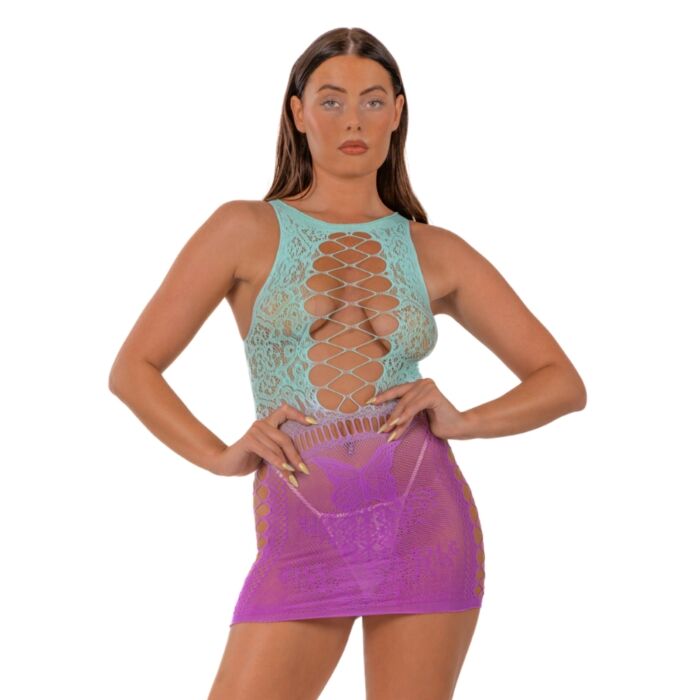 Mekko Lace Ombre Faux Up Mini Dress Mekko Lace Ombre Faux Up Mini Dress